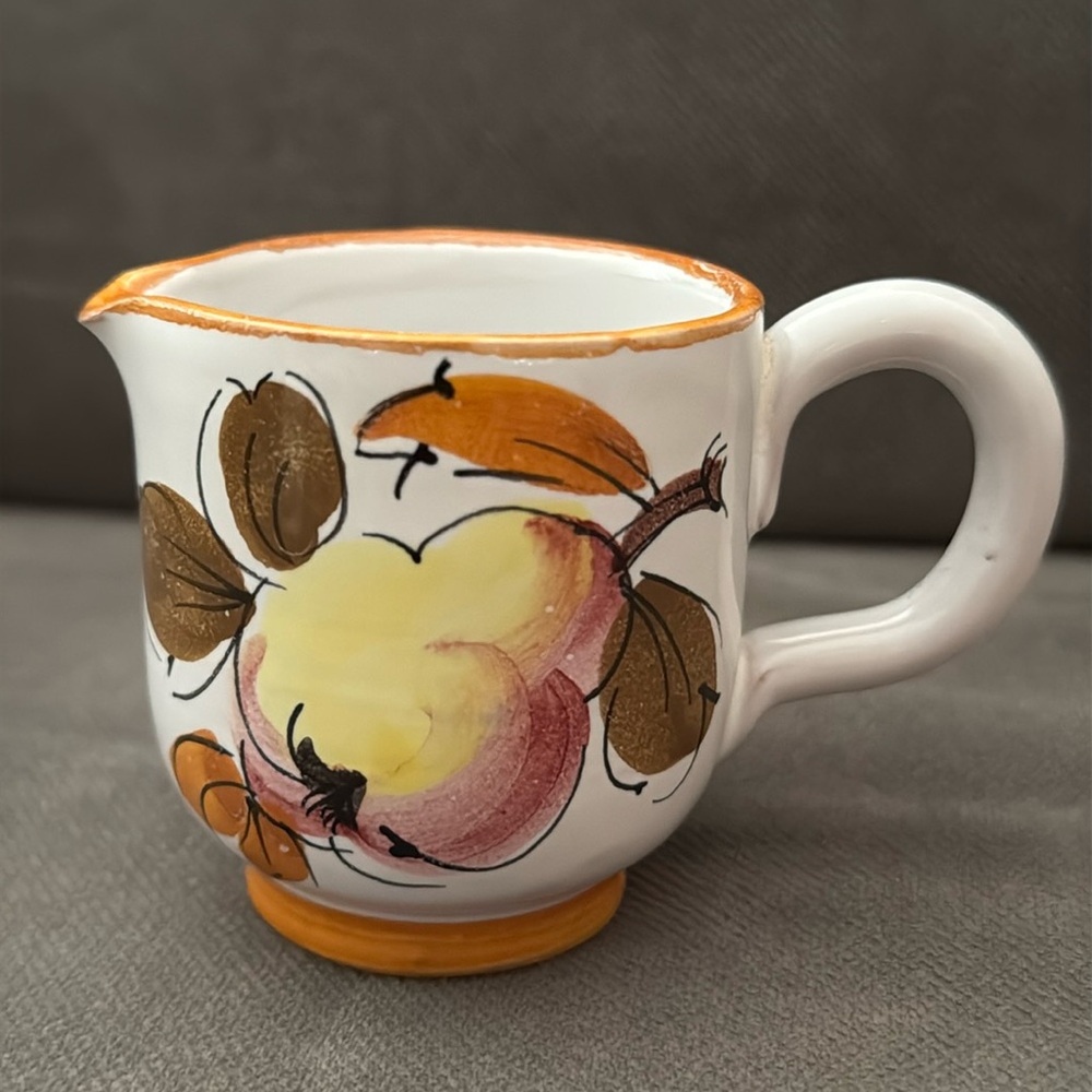 Italy Pottery Hand Painted Creamer No Chips 2.5” tall